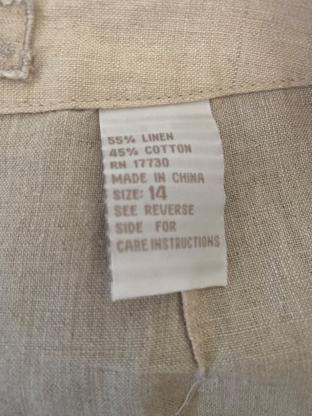 Vintage Cherokee Beige Linen Blend Skirt With Embroidered Hem Size 14 - Picture 6 of 6